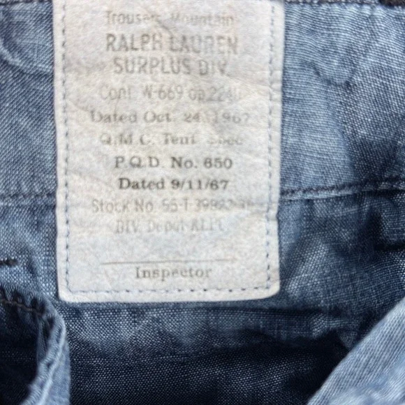 VTG Ralph Lauren Surplus Div Mountain Trousers Mens 32x28 Blue Cargo Pants - Picture 9 of 15